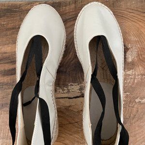 NWOT Zara Leather Lace Up Espadrilles